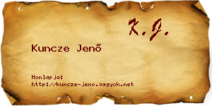 Kuncze Jenő névjegykártya