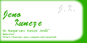 jeno kuncze business card